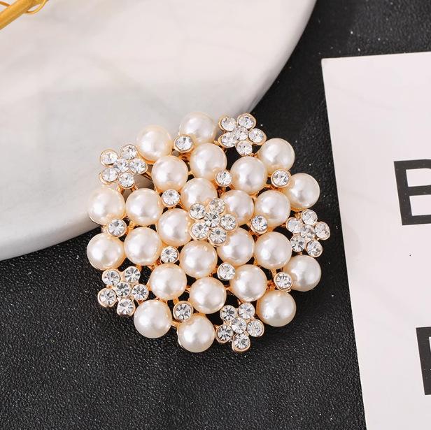 Жемчужные Элегантные Женские Броши Булавки Стразы Ретро Свадебные Вечеринки Аксессуары Хрустальные Изысканные Броши Булавки Подарок золотой