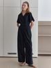 Elssibeui V-Neck Button Jumpsuit_Black