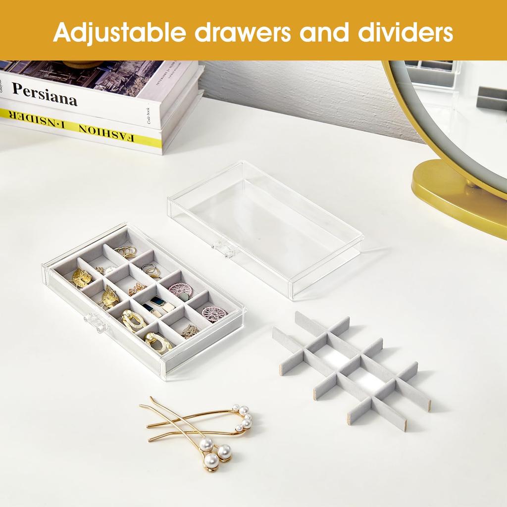 ProCase Jewelry 5 Jewelry Clear Acrylic for Jewelry Accessory Trinket Gift Box, Layers, Storage, Drawer, Women, Girls, Box, Case, Organizer, Box,