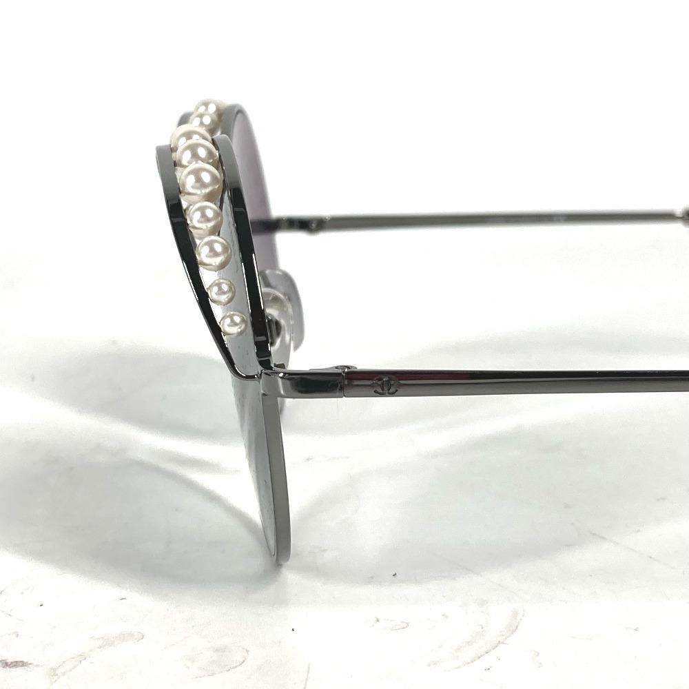 Chanel 4234-H CC CC Mark Pearl Glasses Glasses Eyewear Sunglasses Metal Black