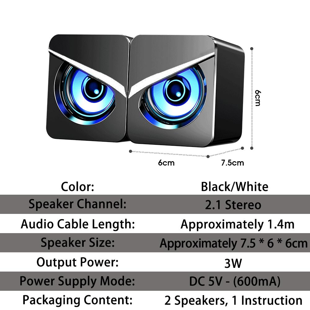 Computer Speakers PC Sound Box HIFI Stereo Audio Microphone USB Wired Caixa De Som With LED Light For Desktop Computers Laptop
