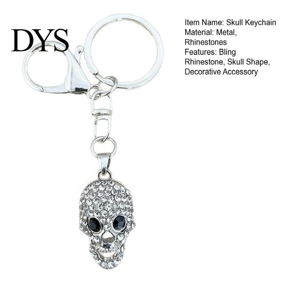 Unisex Keyring Bling Rhinestone Skull Keychain, Halloween Gothic Keychain Pendant, Handbags Backpacks Purse Charm Accessory Decorative Key Chain