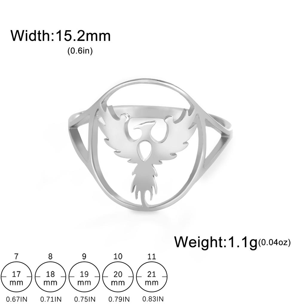 LIKGREAT Gold Color Phoenix Rings Stainless Steel Mythical Animals Bird Wing Ring Engagement Wedding Ring Party Jewelry Gifts
