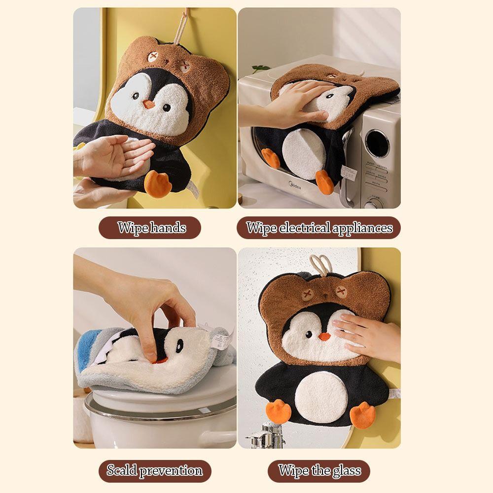 3 Layer Penguin Hand Towel Thickened Washcloth Cute Toilet Handkerchief Household