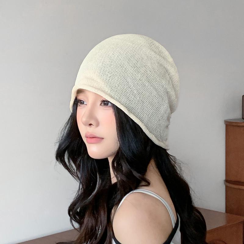 

Korean Solid Color Linen Summer Beanie: Women s Breathable, Hollow Out Design, Versatile Slouchy Fit One size