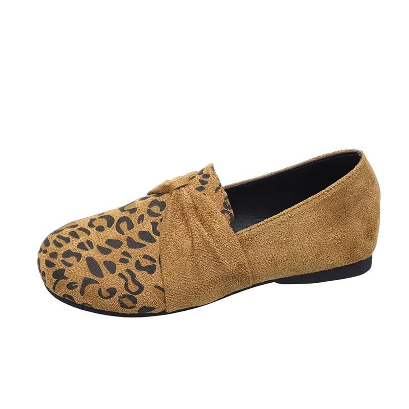 Fashion 2025 Fashion Mid Flats Walking Shoes Light Leopard Women Chunky Loafers Shoes New Hot Suede Brand Pumps Casual Round Toe Dress