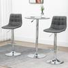 Set of 2 Swivel Bar Stools in Faux Leather with Backrest and Footrest, 42x45x89-110cm, Grey