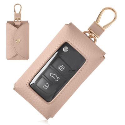 Shirizu Autoschlüsselhülle mit Karabiner, Kompakt, Leicht, PU-Leder, Stilvoll, Niedlich, Einfache Schlüsselabdeckung mit Klarsichtfenster, Smart Key Case für Männer und