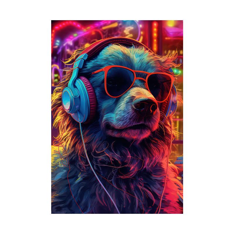 Monkey Cat Dog Headphone Poster Living Bed Room Home Bar Decor Canvas Painting Fashion Dj Music Animal Wall Art Picture Prints