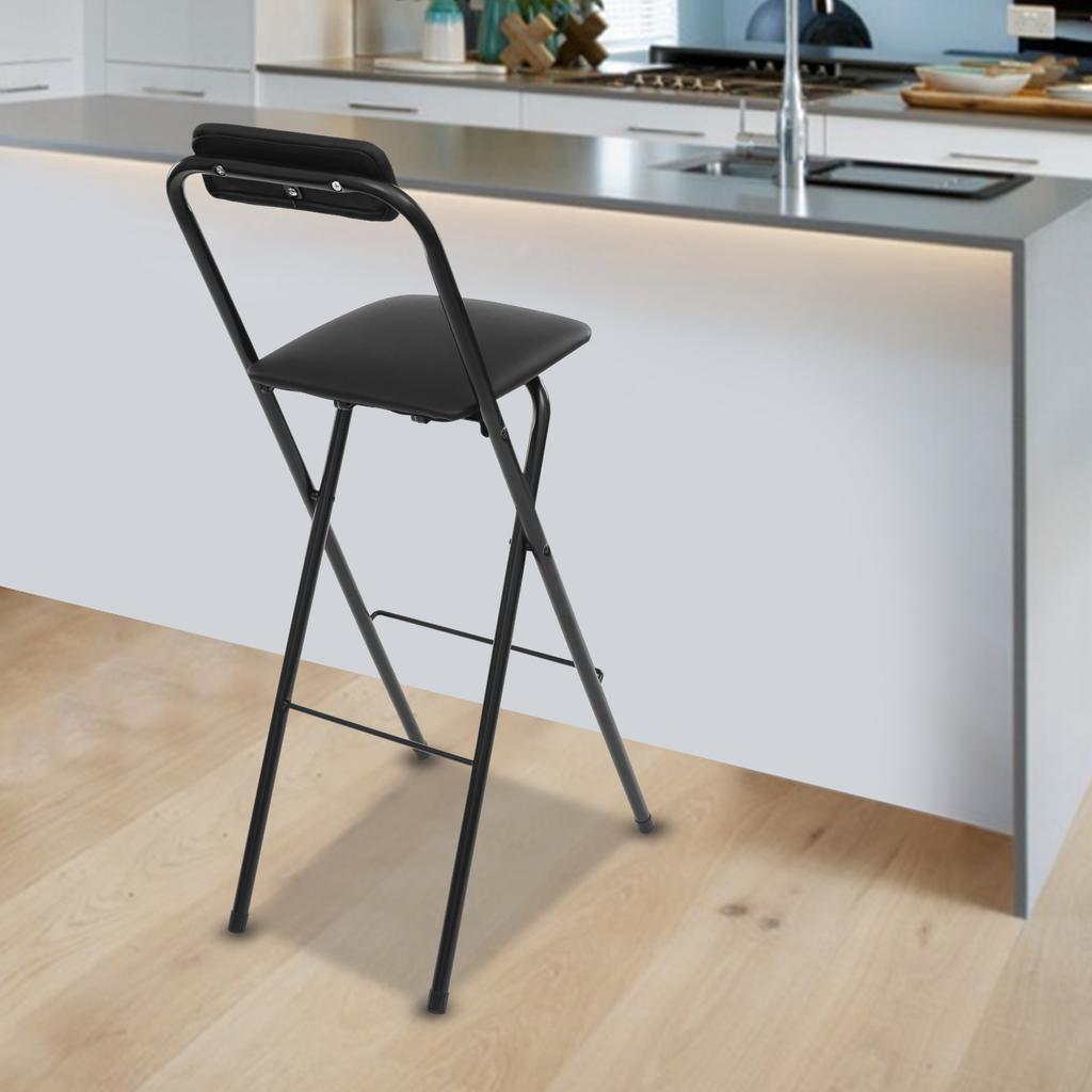 75cm Height Portable Foldable Bar Chair,Tall Folding Chair for Kitchen Office Cafe,Lightweight Compact Stool W/ 275lbs Capacity