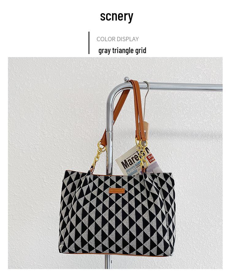 High-Capacity Retro Plaid Tote Bag - Casual European & American Style Handbag for Work & Commute