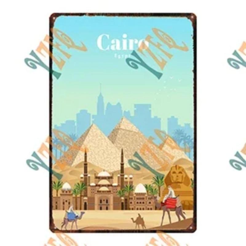 Cityscape Travel Metallschild, Urbanes Landschafts-Wanddekor 20x30cm