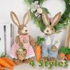 35cm Easter Straw Rabbit Woven Bunny Easter Decoration Sculpture Yard Party Home Easter Ornament Statuette Decoration