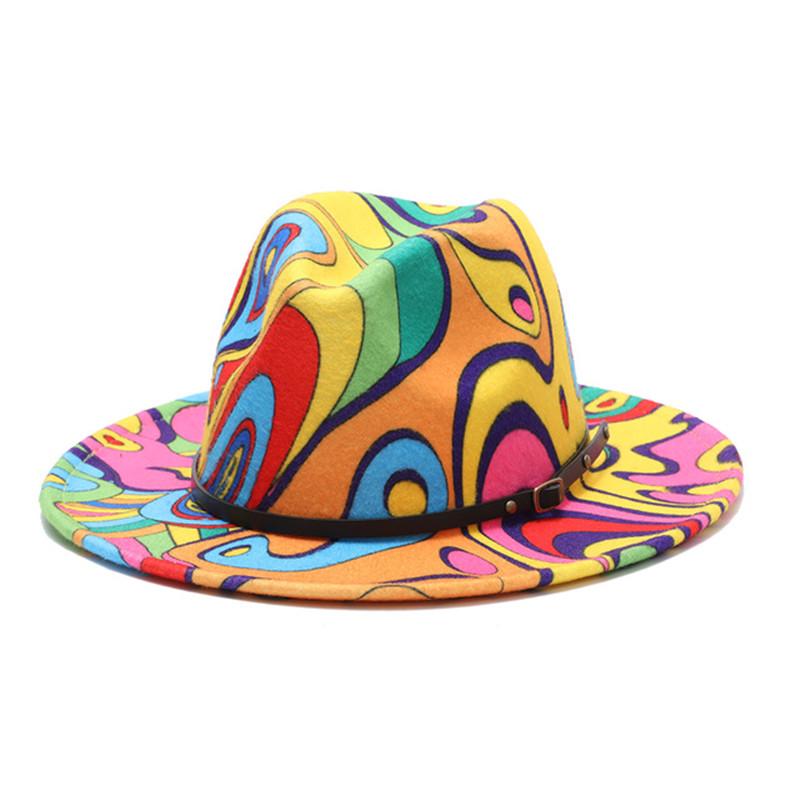 

Colorful Wide Brim New Style Church Derby Top Hat Panama Felt Fedoras Hat for Men Women artificial wool British style Jazz Cap 56-58CM