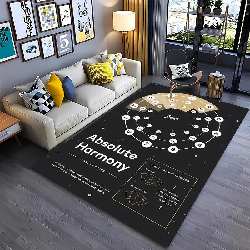 3D Music Basic Guitar Chord Theory Chart Piano Rug,Rug Living Room Tapete for Bedroom Sofa Doormat Decor,Kids Non-slip Floor Mat