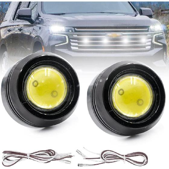 Front Bumper Extra Ice Blue LED Grill Light for 2013-2022 Chevy Silverad0 GMC Sierra 1500 2500HD 3500HD Yukon/Yukon XL Tahoe Suburban Round LED