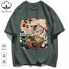 A Cat That Likes To Eat Noodles Print T Shirt Unisex Casual Loose Short Sleeve Summer Soft Clothing O-Neck Unisex Cotton Tee