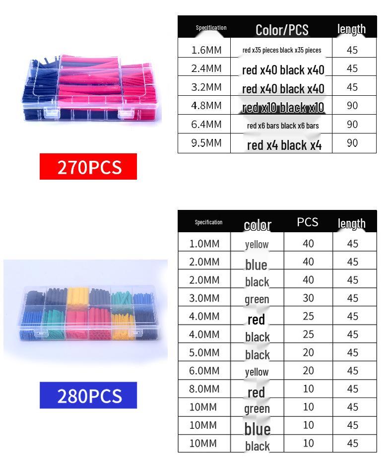 300-Piece Black & White Adhesive Heat Shrink Tube Set 3:1 Ratio - Triple Insulation