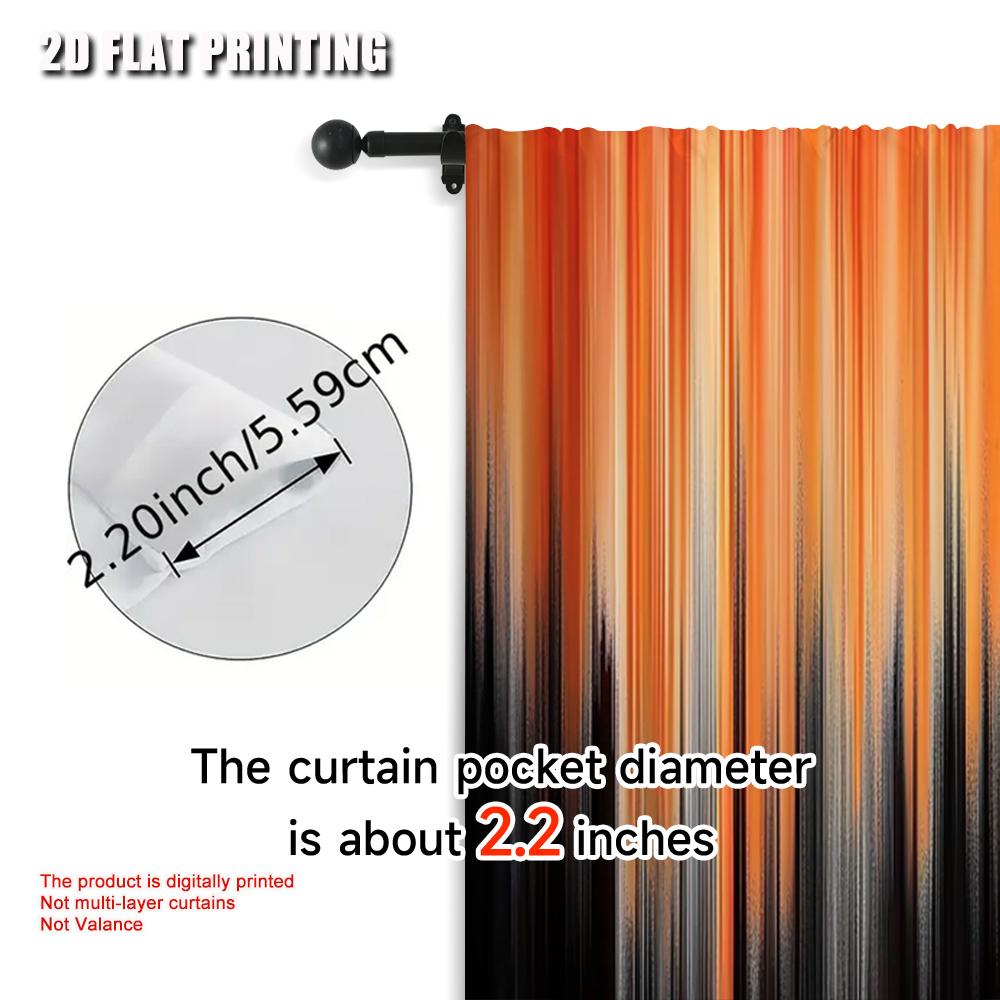 2pcs, Upscale Curtains plane printing Modern Orange and Black Gradient Versatile Fabric (without rod) Decorations Clearance