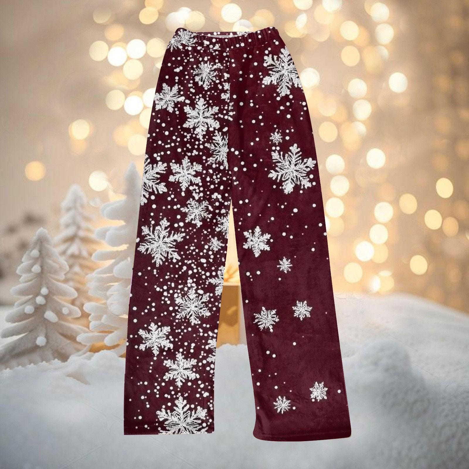 

Женские зимние брюки, длинные брюки, рождественские принтованные брюки XXL темно-фиолетового