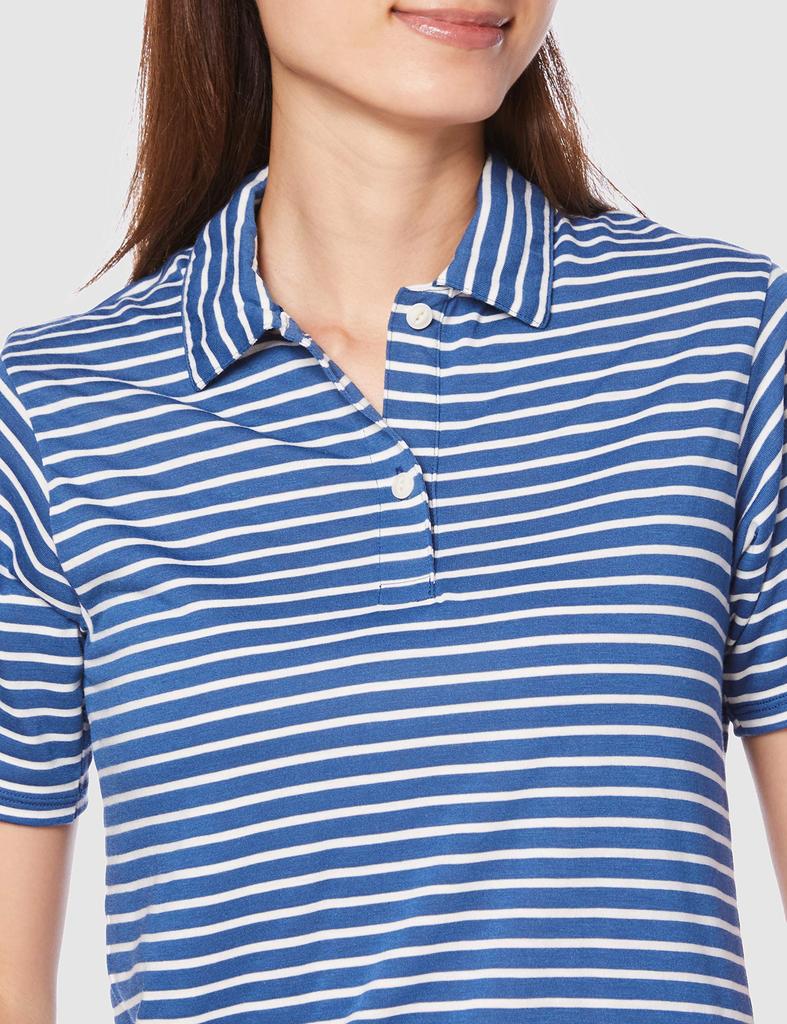 Mizuno Go To Dry Vector Border Polo Dark Size S Outdoor Travel Walking Wear Shirt, Women's, Blue, (B2MA0229), &