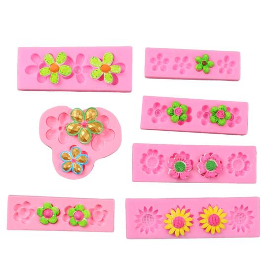 Cute Flower Mold Fondant Silicone Cake Decor Soap Chocolate Clay DIY Mould