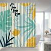 1Pc Leaf And Floral Patterned Shower Curtain With Hooks, Machine Washable Polyester, Suitable For Bathroom Dcor.