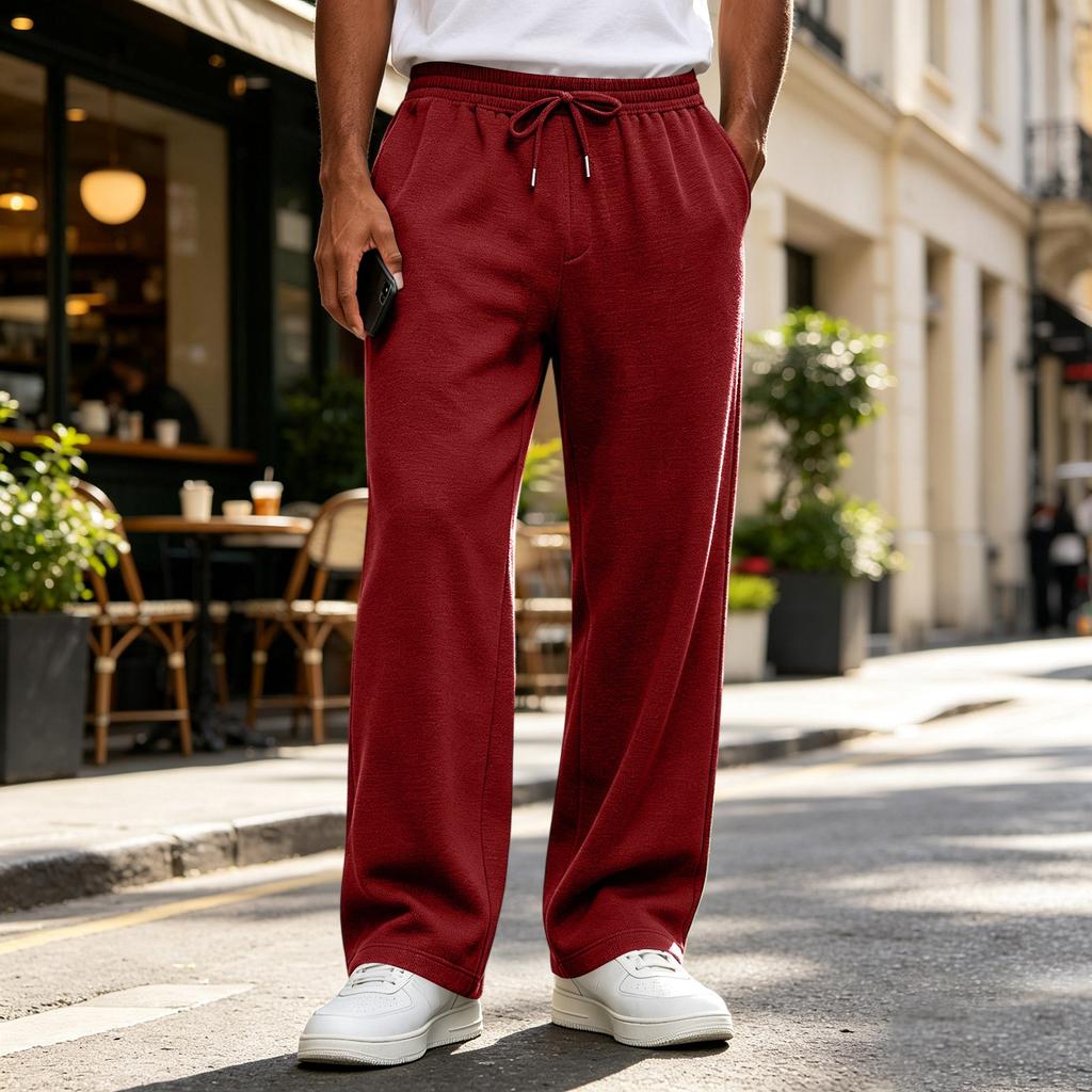Men's Drawstring Elastic Waist Sweatpants - Color Loose Fit Joggers for Sizes