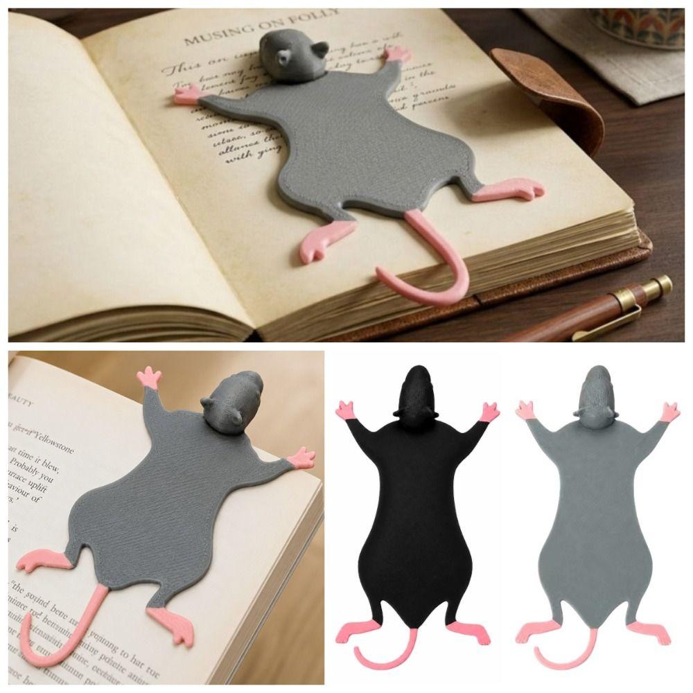 3D Printed Flattened Mouse Bookmark Cartoon Book Page Marker for Book Lovers