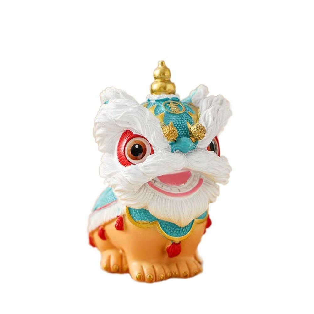 

Chinese Style Animal Statue Resin Miniatures Figurine Sculpture Lovely Lion Ornament Office Style 4