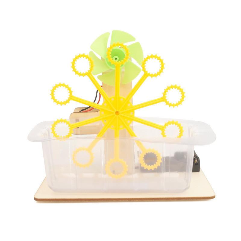 Science Diy Bubble Blower Machine For Kids Wooden Material Assembly Educational Toy