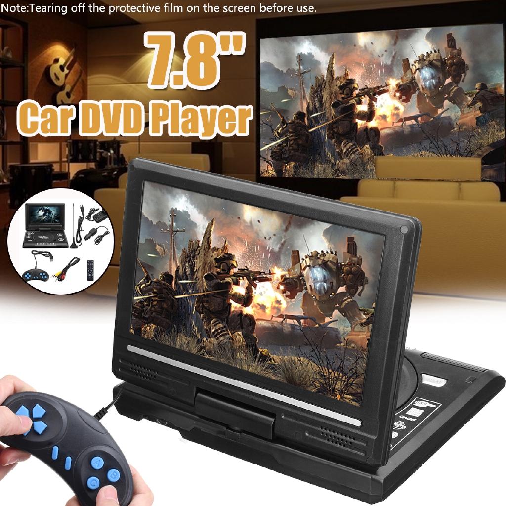 7.8 Inch VCD CD MP3 DVD Player Portable HD TV Home Car DVD Player USB SD Cards RCA TV Portatil Cable Game 16:9 Rotate LCD Screen