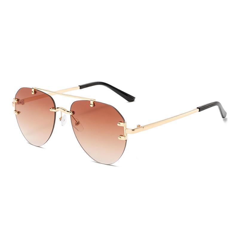 KAMMPT Rimless Pilot Sunglasses Men Classic Double Bridge Gradient Shades Trendy Vintage Fashion Multicolor Casual Sun Glasses