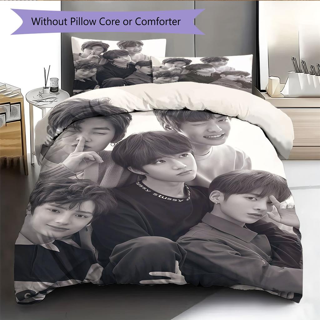 TXT Pattern Bedding Home Decoration Birthday Gift ( 1 duvet cover + 2 pillowcase, without core),fan merchandise.