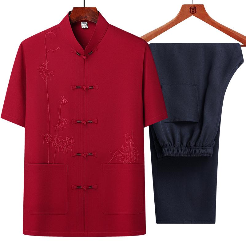 Herren Sets (Hemd + Hose) Sommerstil Herrenmode Hemd Kurzarmhemd Hochwertige Hemden Herren Zweiteiler