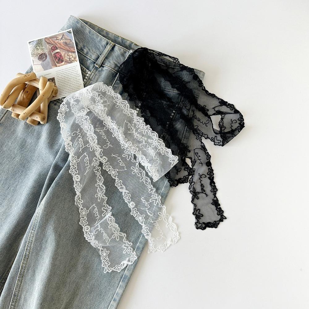 French Lace Lace Waistband Hollow Embroidery Thin Dress Belt Unique Tie Up Belt  Summer Season