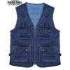 Herrväst i denim med flera fickor för fiske
