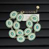 French Retro Oval Turquoise Enamel Earrings & Necklace with Natural Stone