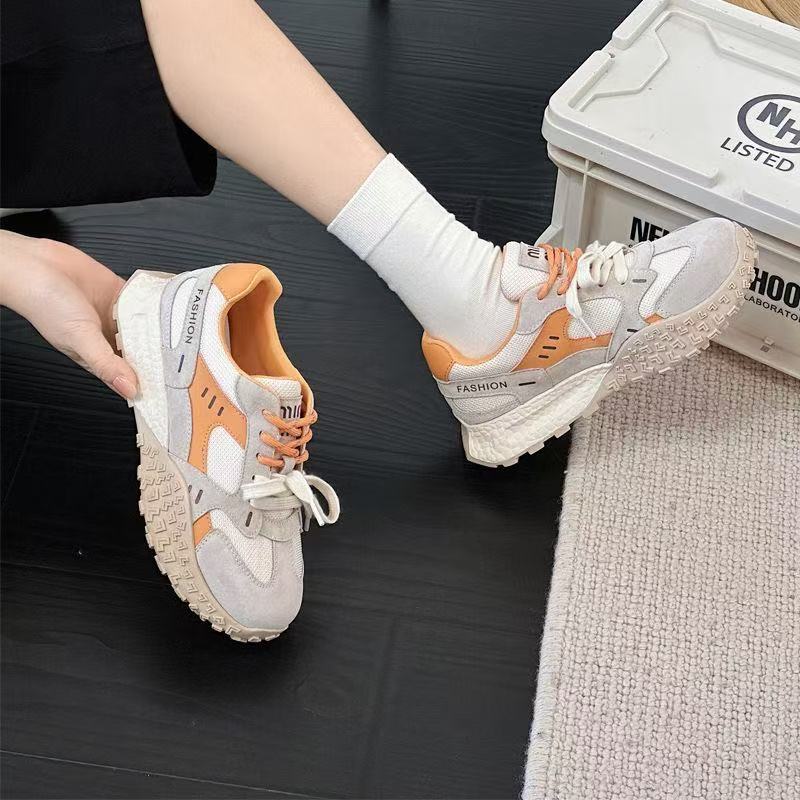 Retro Dad Shoes Leder Netzstoff Lässige Sneaker Neue Nische Plateau Forrest Gump Schuhe
