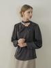 Peulomdeimomeonteu Phoe Twist Velvet Texture Blouse_Dark Brown