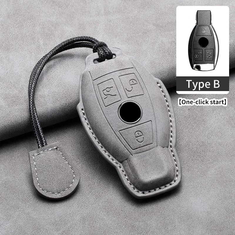 Leather Car Remote Key Case Cover Shell for Mercedes Benz A B C E Class CLS CLA GLS GLA GLK GLC AMG W176 W204 W205 W212 W463