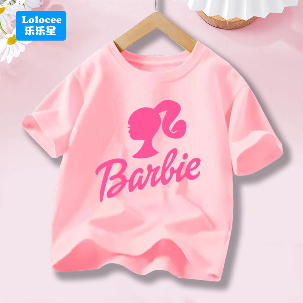 Cartoon T-shirt Girl's Letter Top Round Neck Short Sleeve Printed Summer Clothing Anime Children's T-shirt