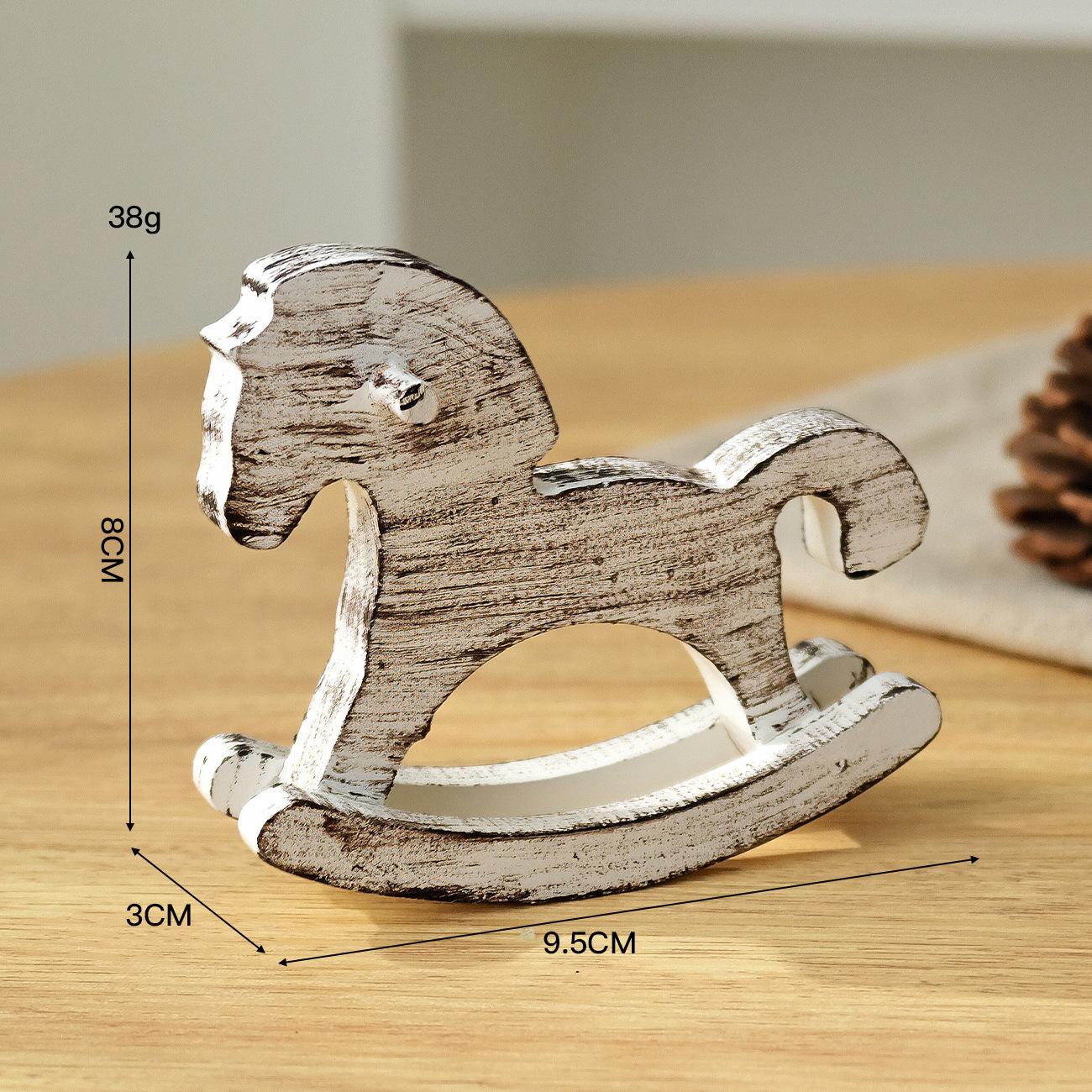 

Creative Painting Wooden Rocking Horse Desk Decor Balance Art Adornment Miniature Rocking Horse Decor Ornament Christmas Gift білий