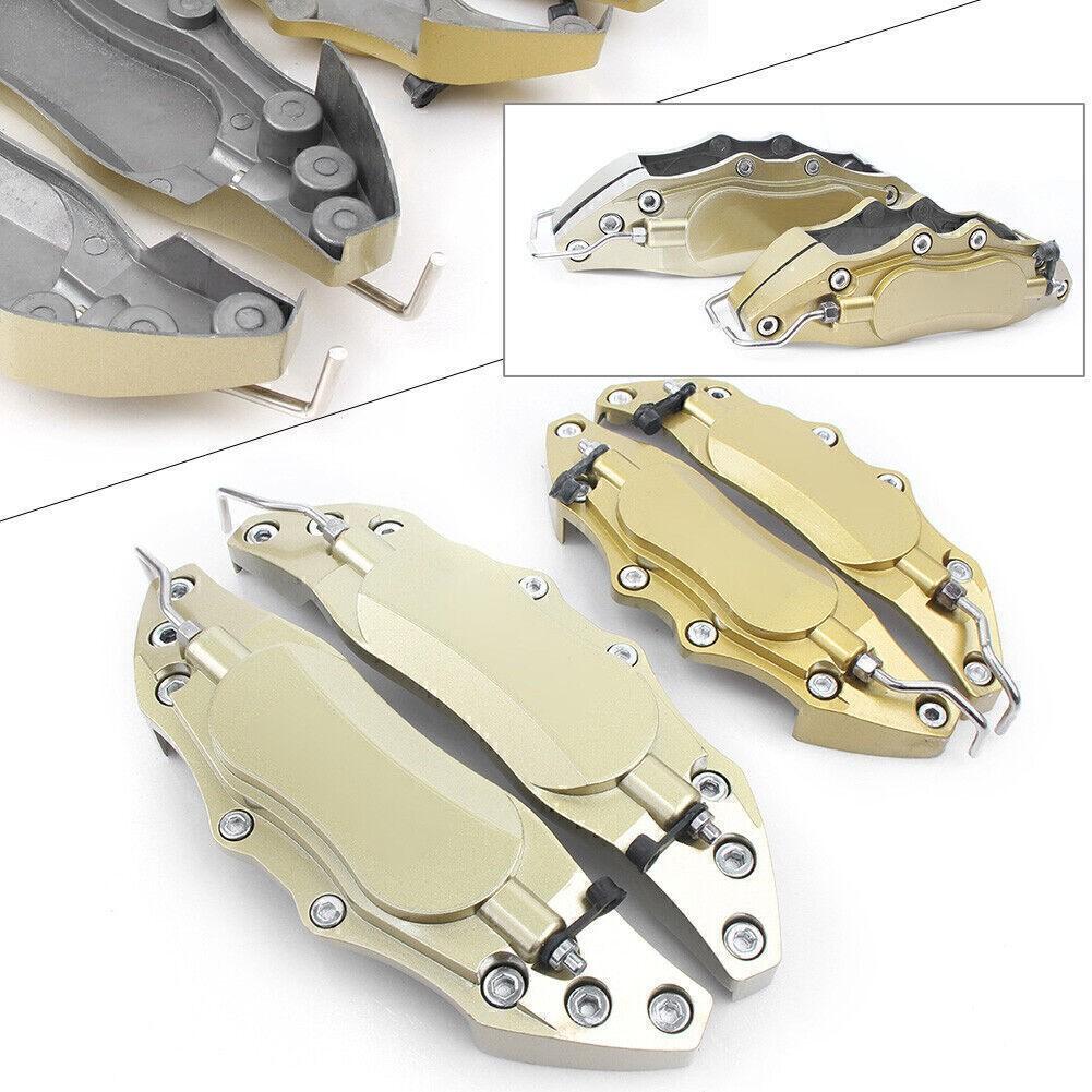 For 14-17  Gold 4X 3D Metal Brake Caliper Covers Universal Front &Rear S&M Size