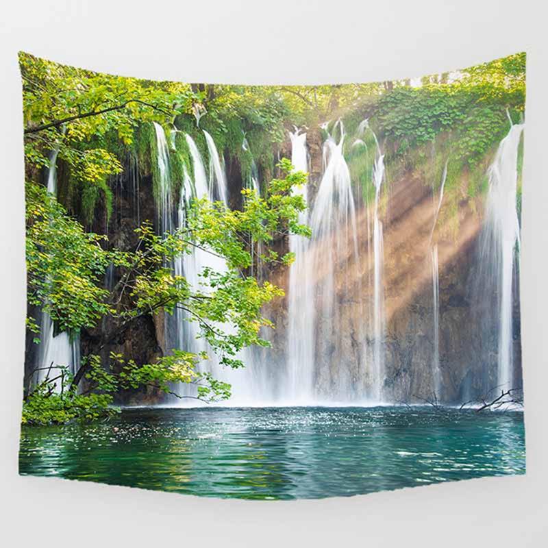 VIKAMA Landscape Waterfall Tapestry Bedroom Living Room Dormitory Decoration Washable Wall Tapestry Home Decoration