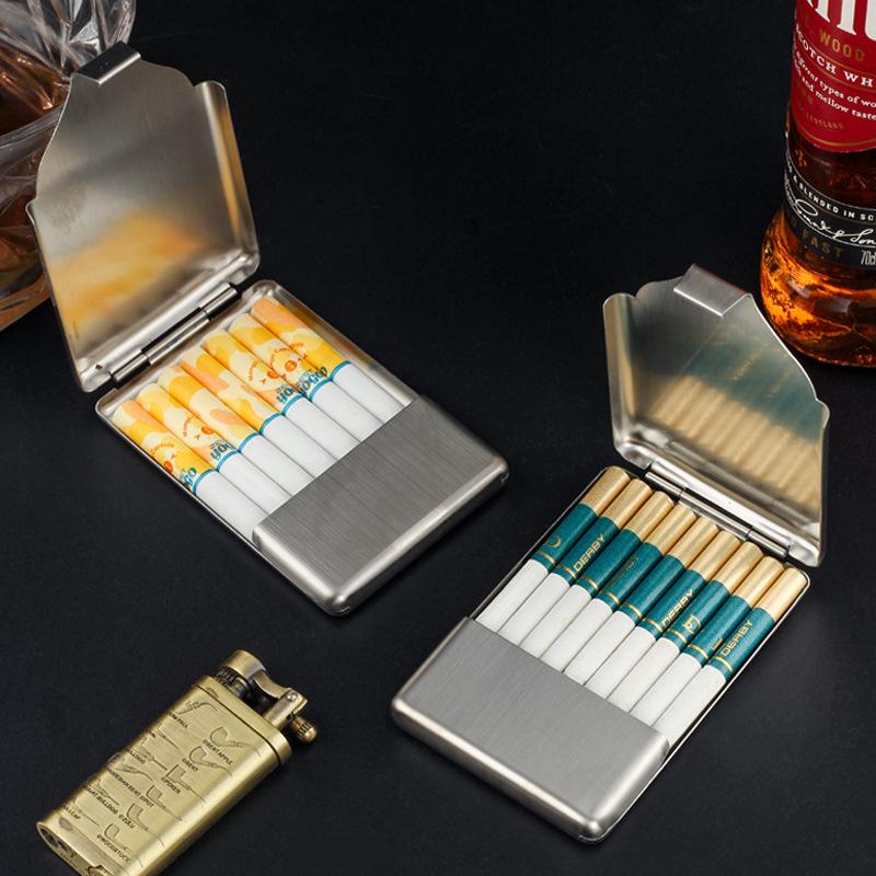 Men's Dual-Use Stainless Steel Flip-Top Cigarette Case - Moisture-Proof & Pressure-Resistant