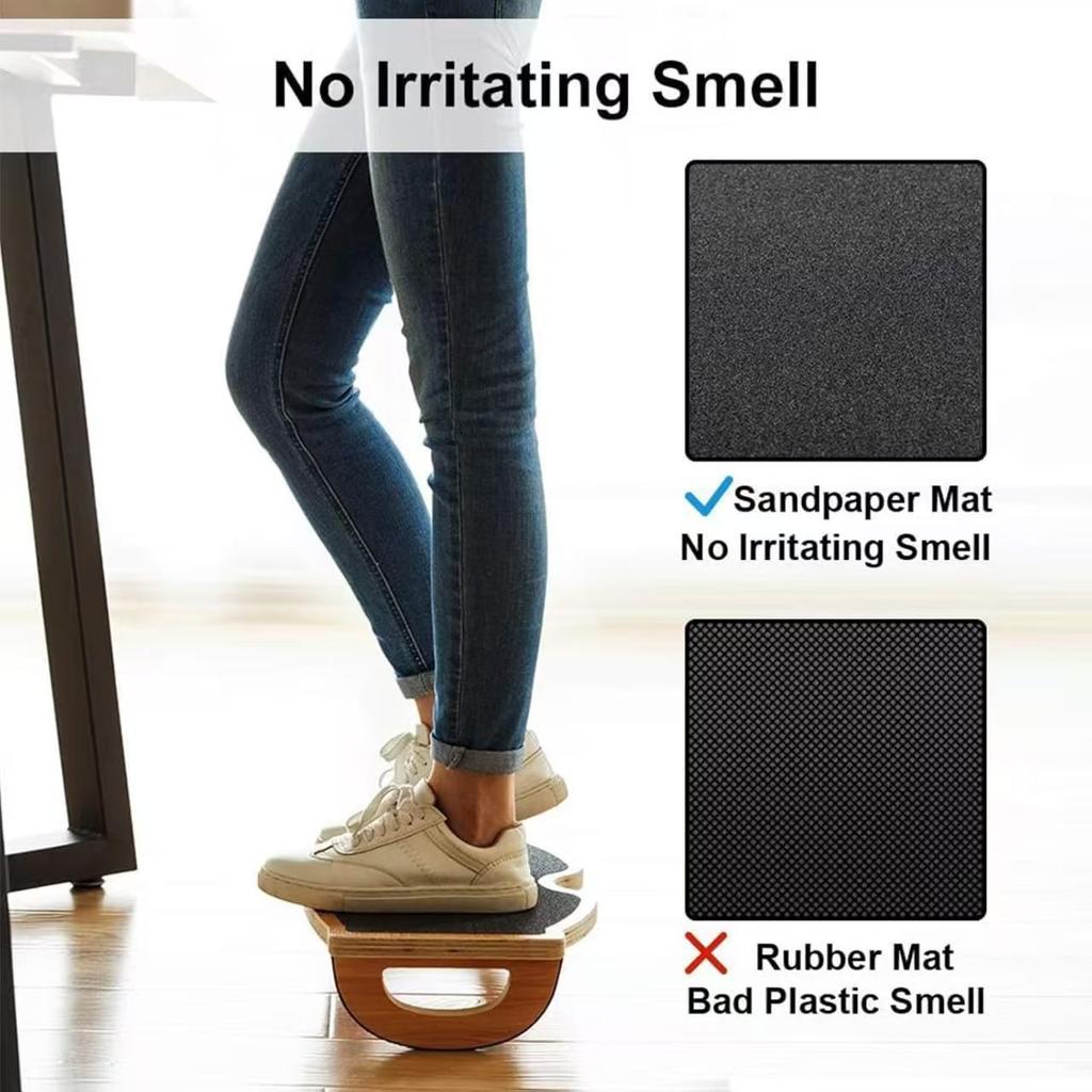 Wooden Balance Board Footrest Stool Solid Wood Stretching Board Foot Pedal for Under Desk Fitness Leg Stretching