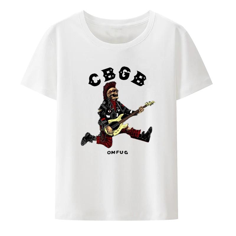UnisexCbgb Omfug Print T Shirt Classic Underground Punk Rock Concert Casual Shirt Hip Hop Popular Fashion Y2K Streetwear