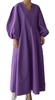 Retro Dress with Balloon Puff Voluminous Long Maxi High and Loose Fit [1/2plus] Women's Sleeves, V-Neck, Dress, Waist, (Size L, Purple)