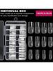 120Pcs Clear Full Cover Square Acrylic False Nails 12 Sizes French Nail Tips For Extension Salon DIY